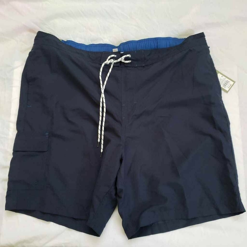 Goodfellow & Co. Mens Board Shorts Swim Trunks Blue Pocket Lace Up Waist XXL New